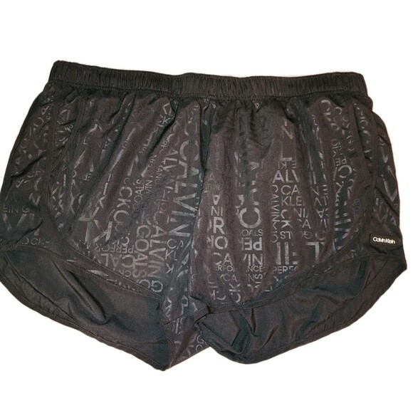 CALVIN KLEIN WOMENS SHORTS 2XL Black ALL OVER PRINT LOGO  3.5” INSEAM Adjustable - Picture 1 of 10